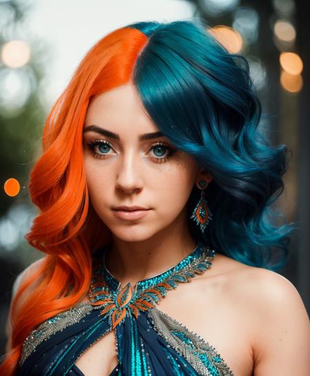 26429-3369286276-an award winning portrait of a seductive (hlfcol haired girl with blue and orange hair), Sequined dress dress, hyper realistic,.png